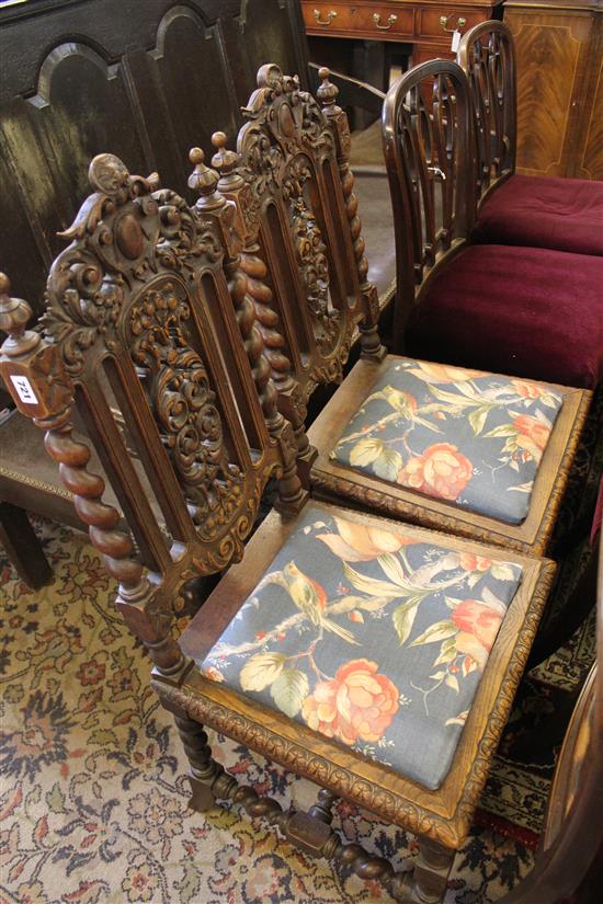 Pair of oak carved chairs